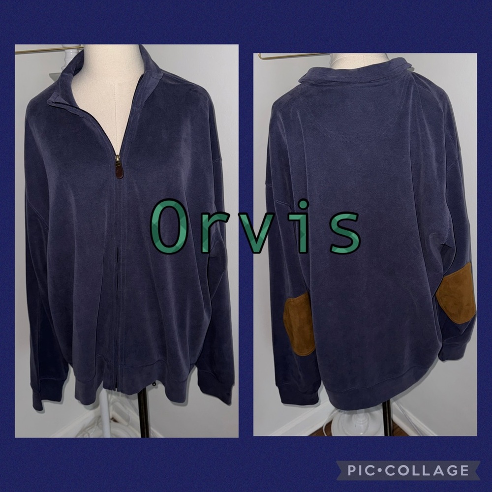 Orvis Men’s XXL NWT Blue Microfiber Cardigan Jacket NICE!